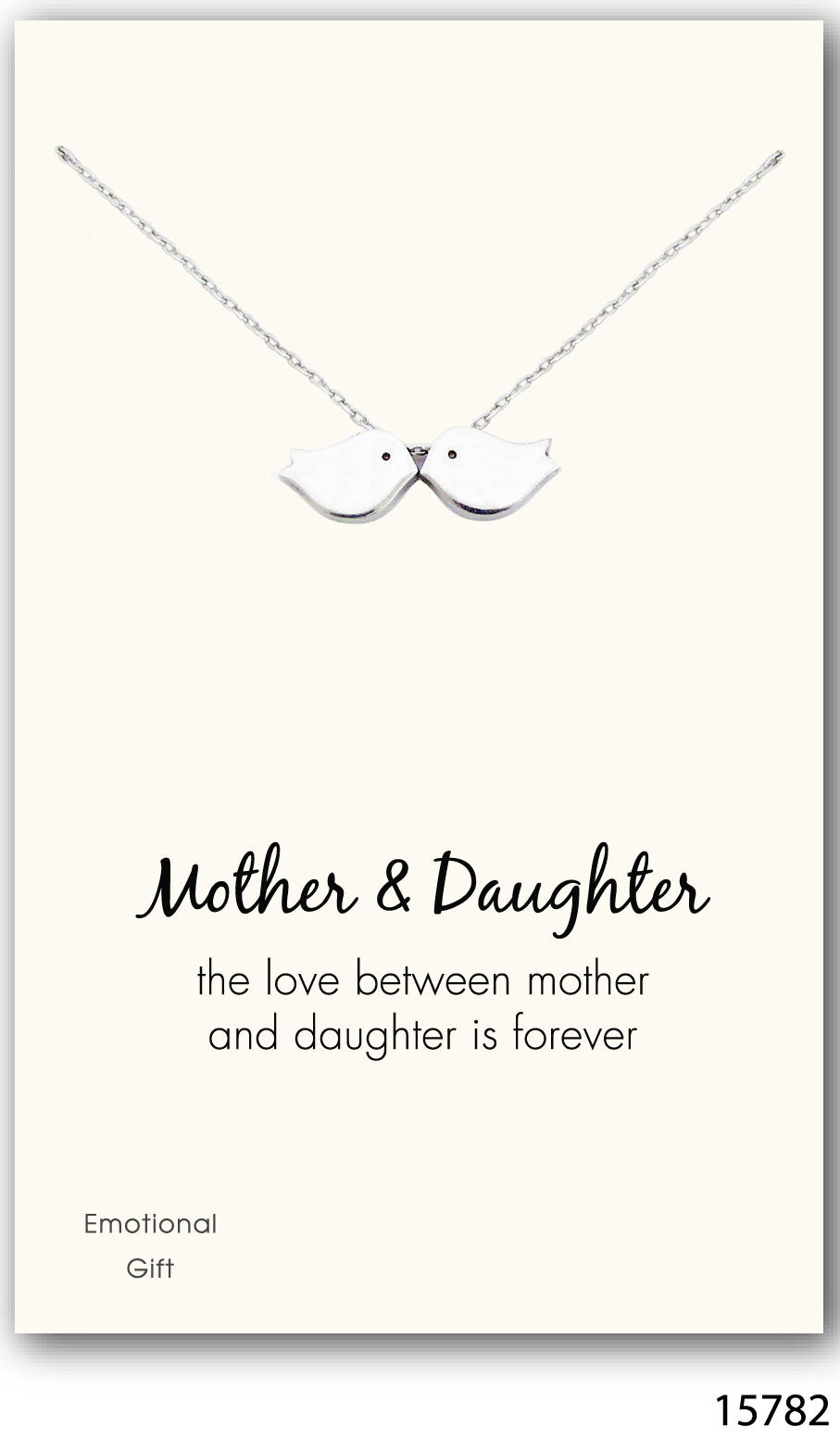 Two birds mother daughter silver pendant